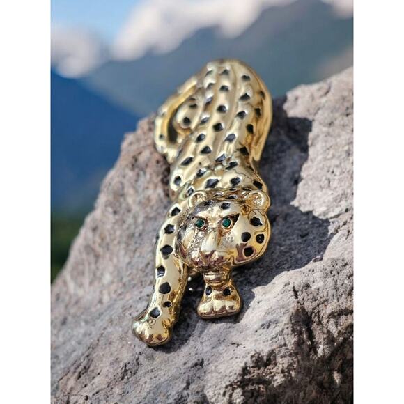 Vintage Cheetah Leopard Danecraft Brooch Vintage Pin Big Cat - Picture 2 of 6